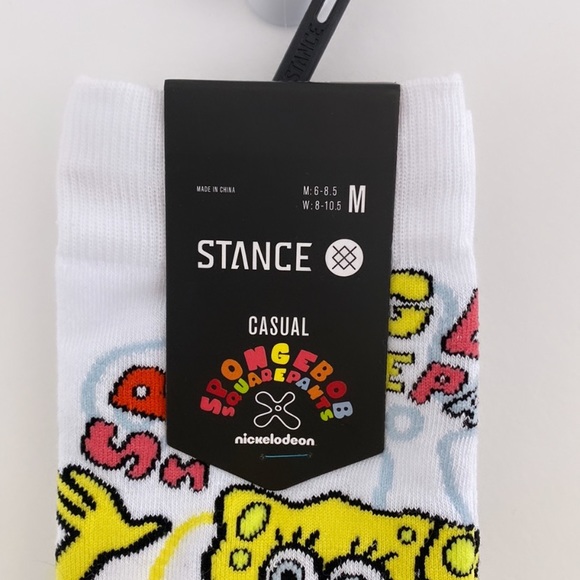NWT Stance SpongeBob Imagination Crew Socks, Light Cushion, White - Picture 4 of 7